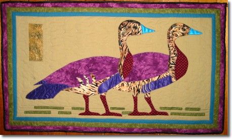 Appliqued Egyptian geese wallhanging